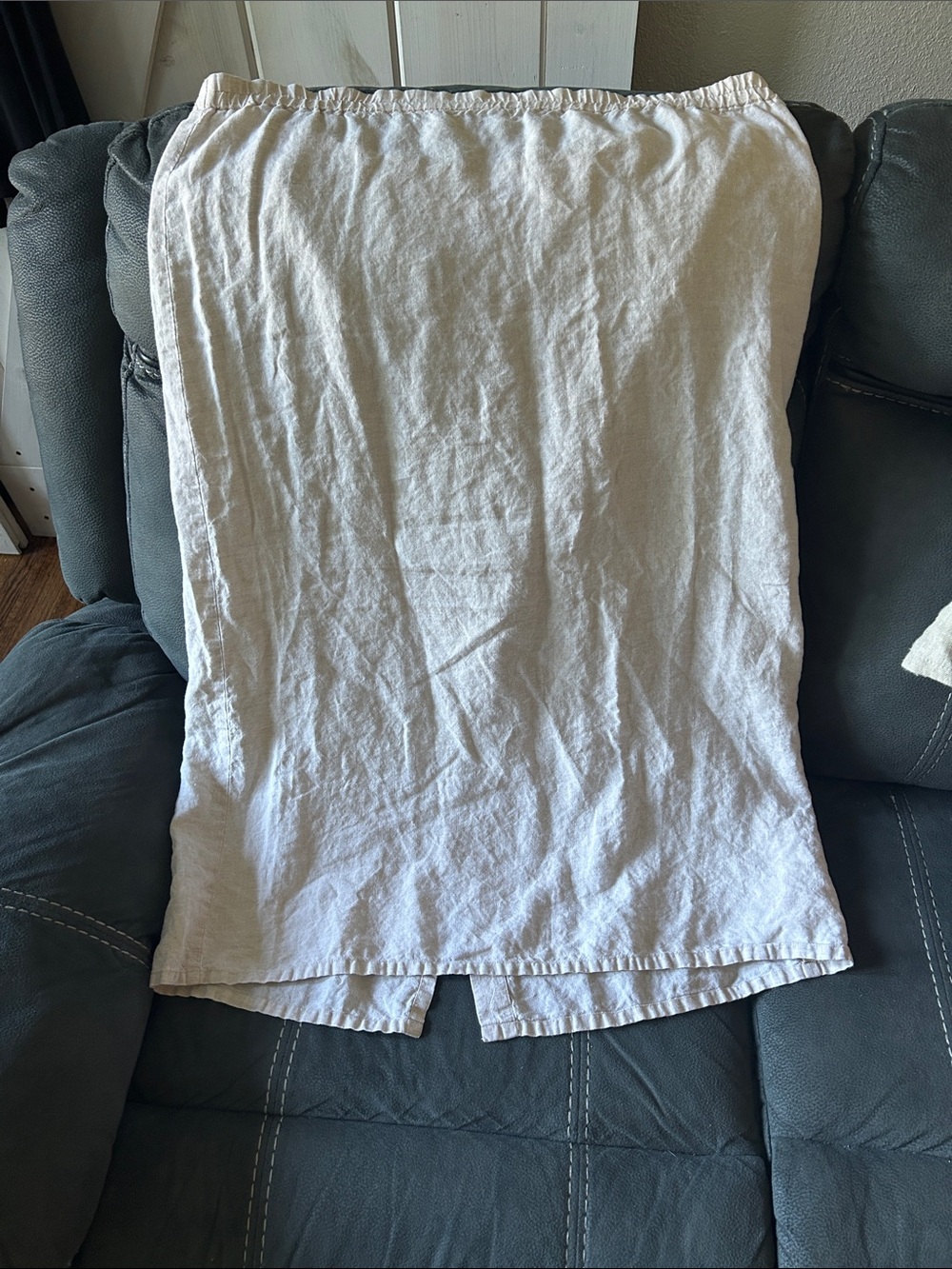 Talbots Cream 100% Irish Linen Elastic-Waist maxi Skirt